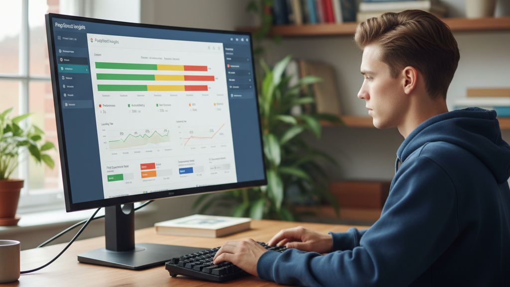 a-weboldalad-belassulasat-okozo-tenyezok-es-megold Webfejlesztő weboldalsebesség-optimalizálási mérőszámokat elemez egy monitoron